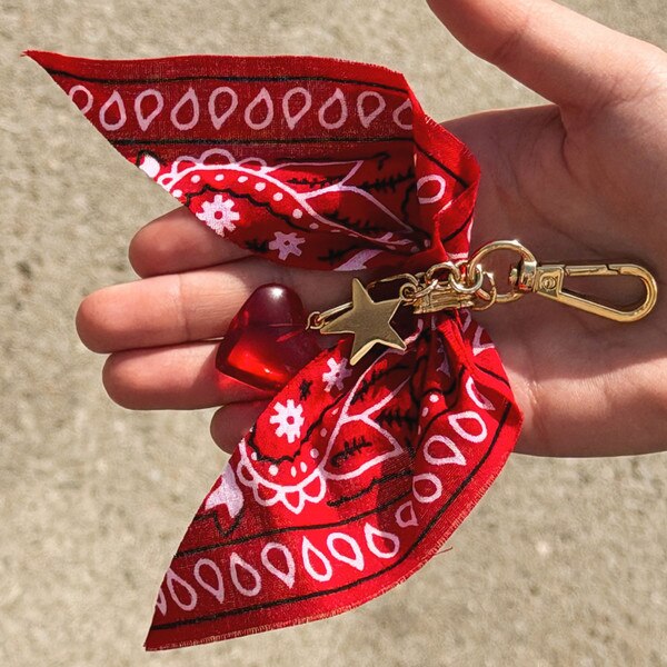 Red bandana bag charm
